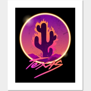 Texas burning Cactus Posters and Art